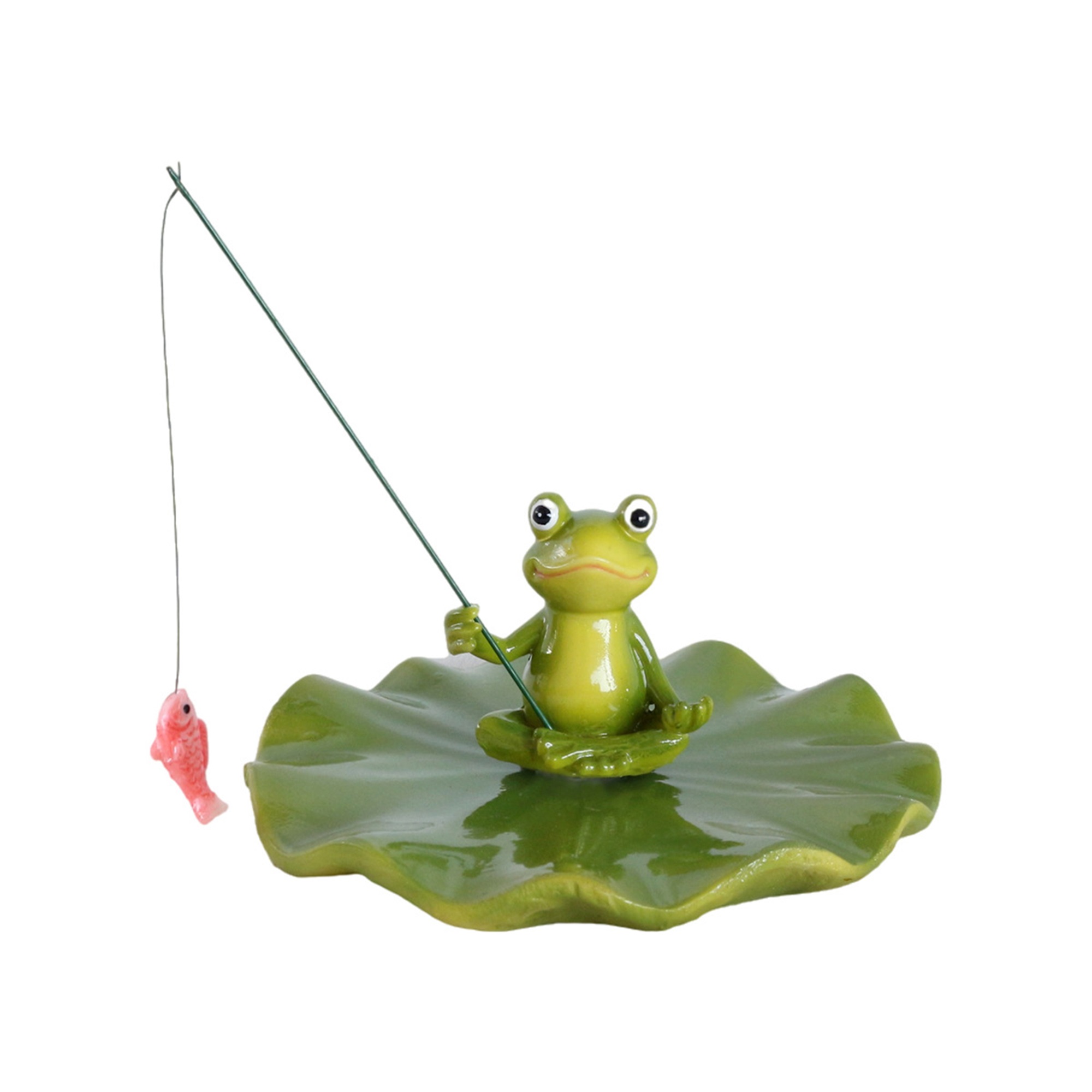 Outdoor Furniture Resin - Floating Lotus Leaf Frog Statue for