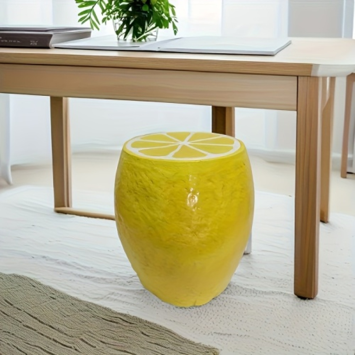 Outdoor Furniture Resin - Yellow Lemon Fruit Stool, 14