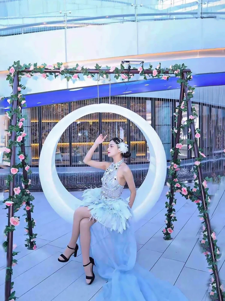 Outdoor Furniture Rh - Luminous Swing Moon Shape Outdoor Hanging