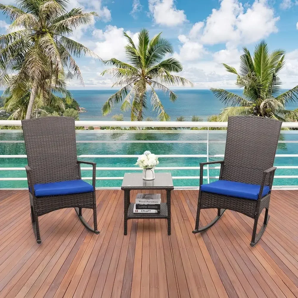 Outdoor PE Wicker Rocking Chai - Bistro Table Set review and price