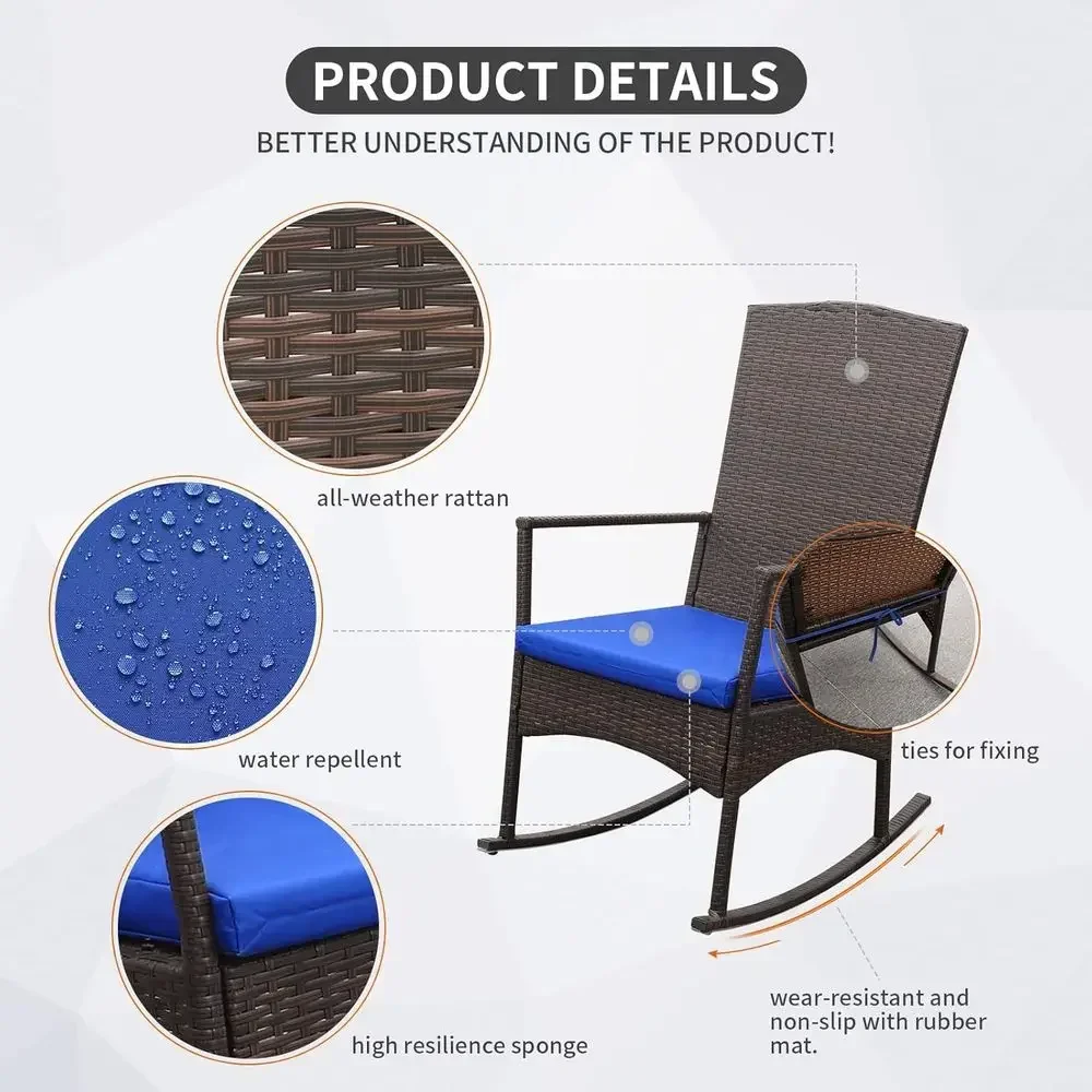 Outdoor PE Wicker Rocking Chai - Bistro Table Set review and price