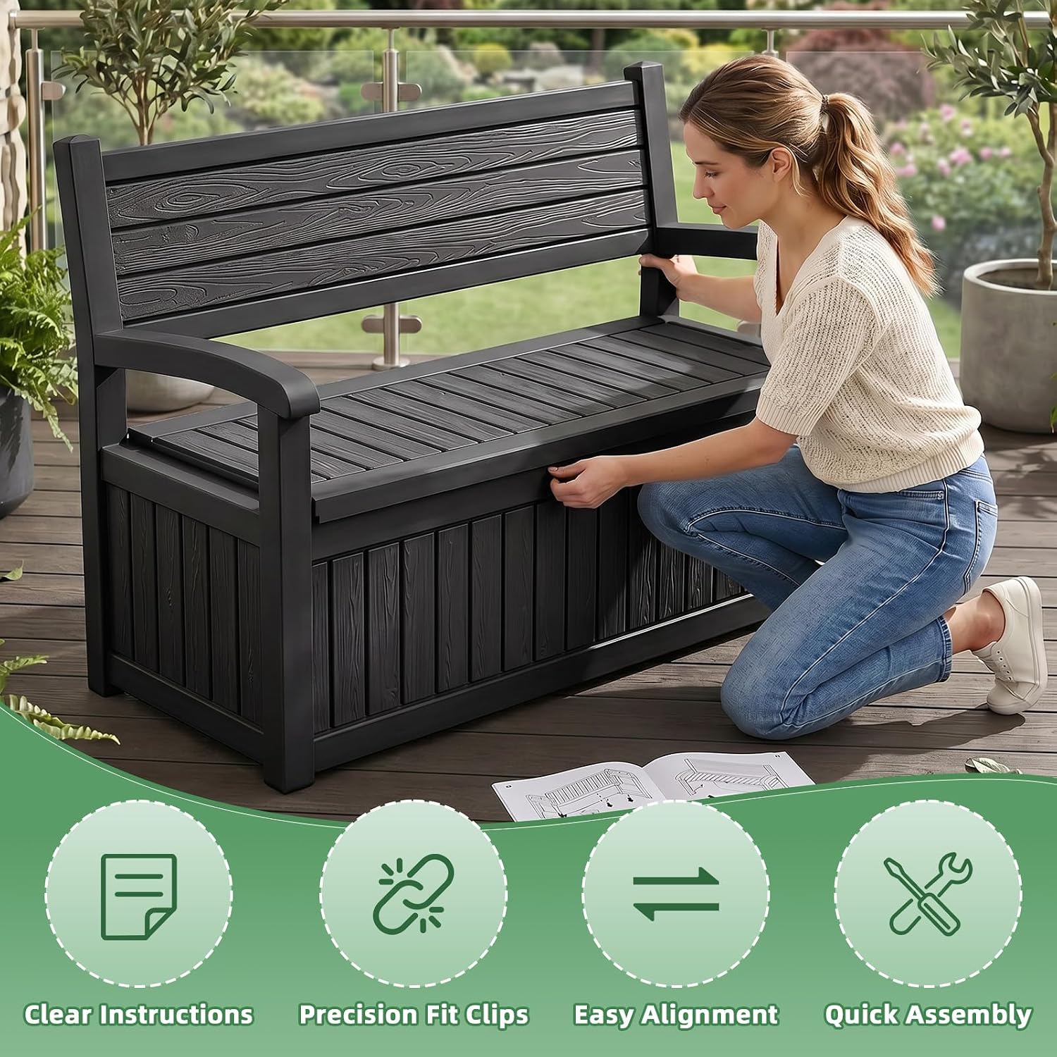 Large Outdoor Storage Bench De - Outdoor Furniture Resin review and price