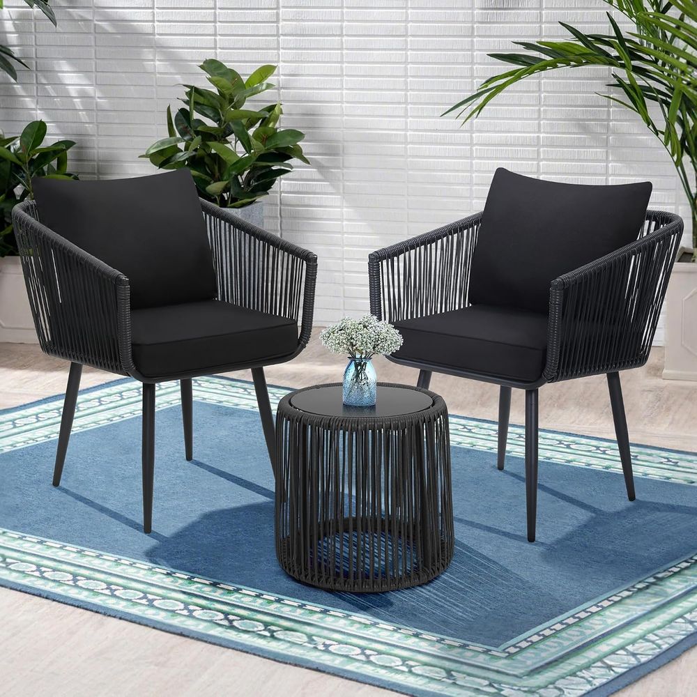 3-Piece Patio Rattan Bistro Co - Bistro Table Set review and price