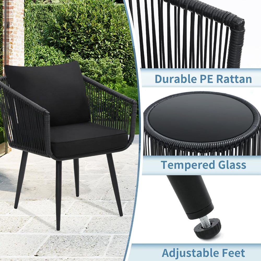 3-Piece Patio Rattan Bistro Co - Bistro Table Set review and price