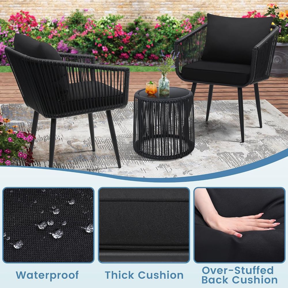 3-Piece Patio Rattan Bistro Co - Bistro Table Set review and price
