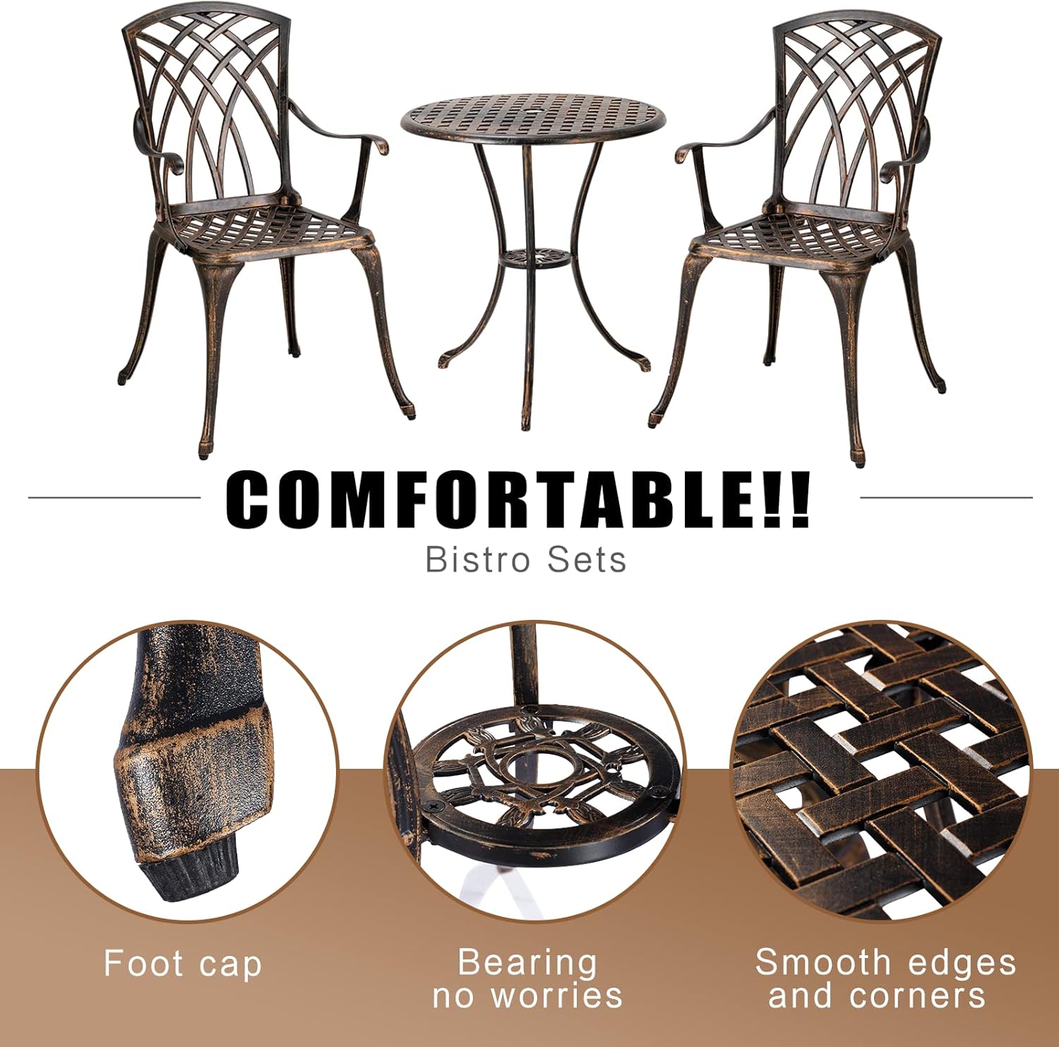 Bronze rust-resistant cast alu - Bistro Table Set review and price