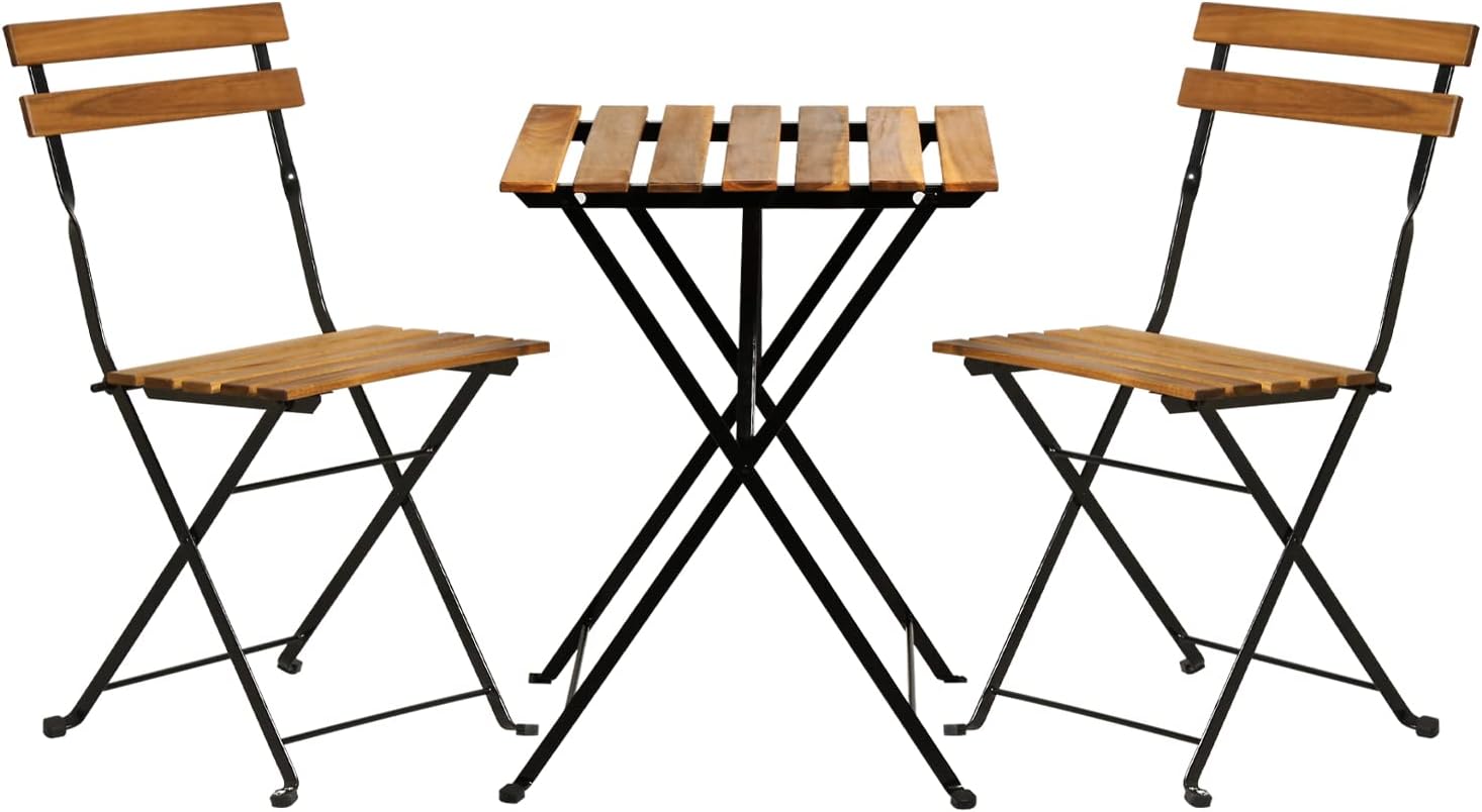 Natural wood 3-piece folding p - Bistro Table Set review and price
