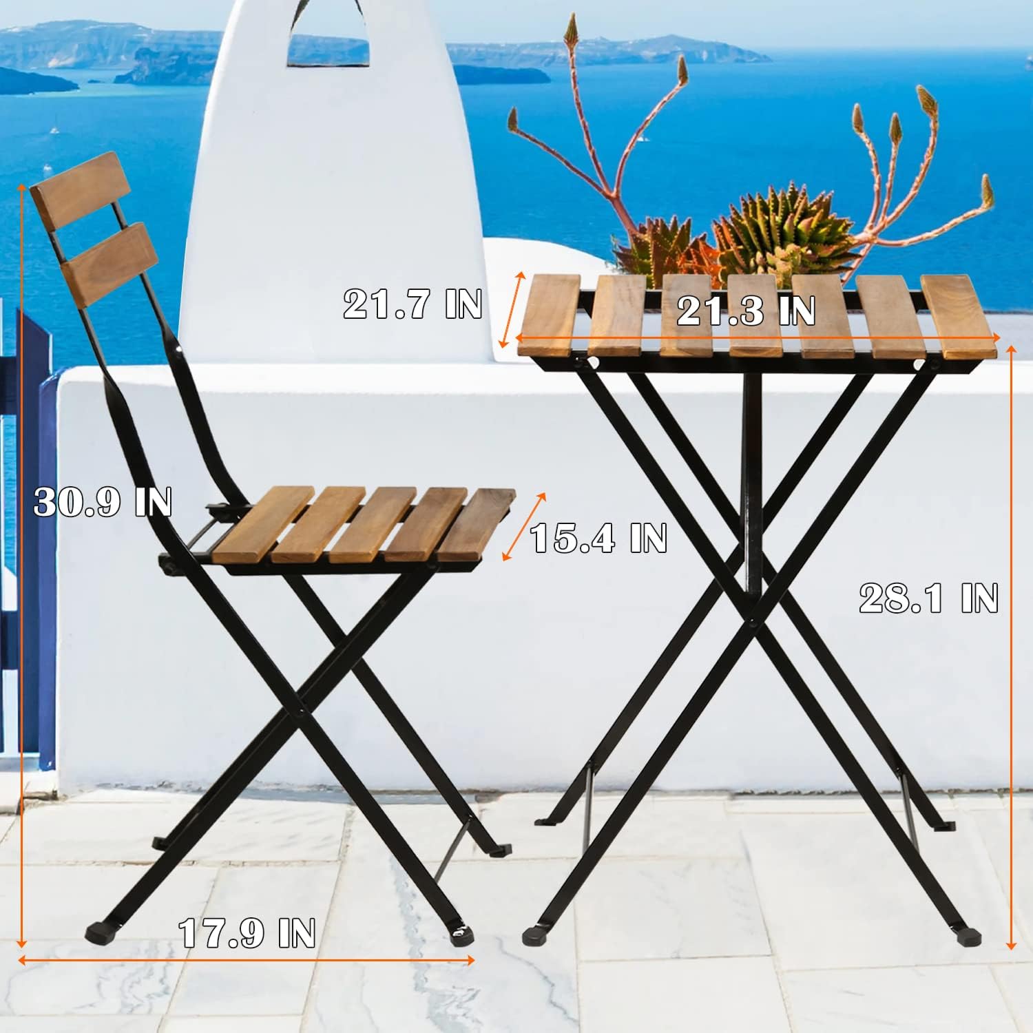 Natural wood 3-piece folding p - Bistro Table Set review and price