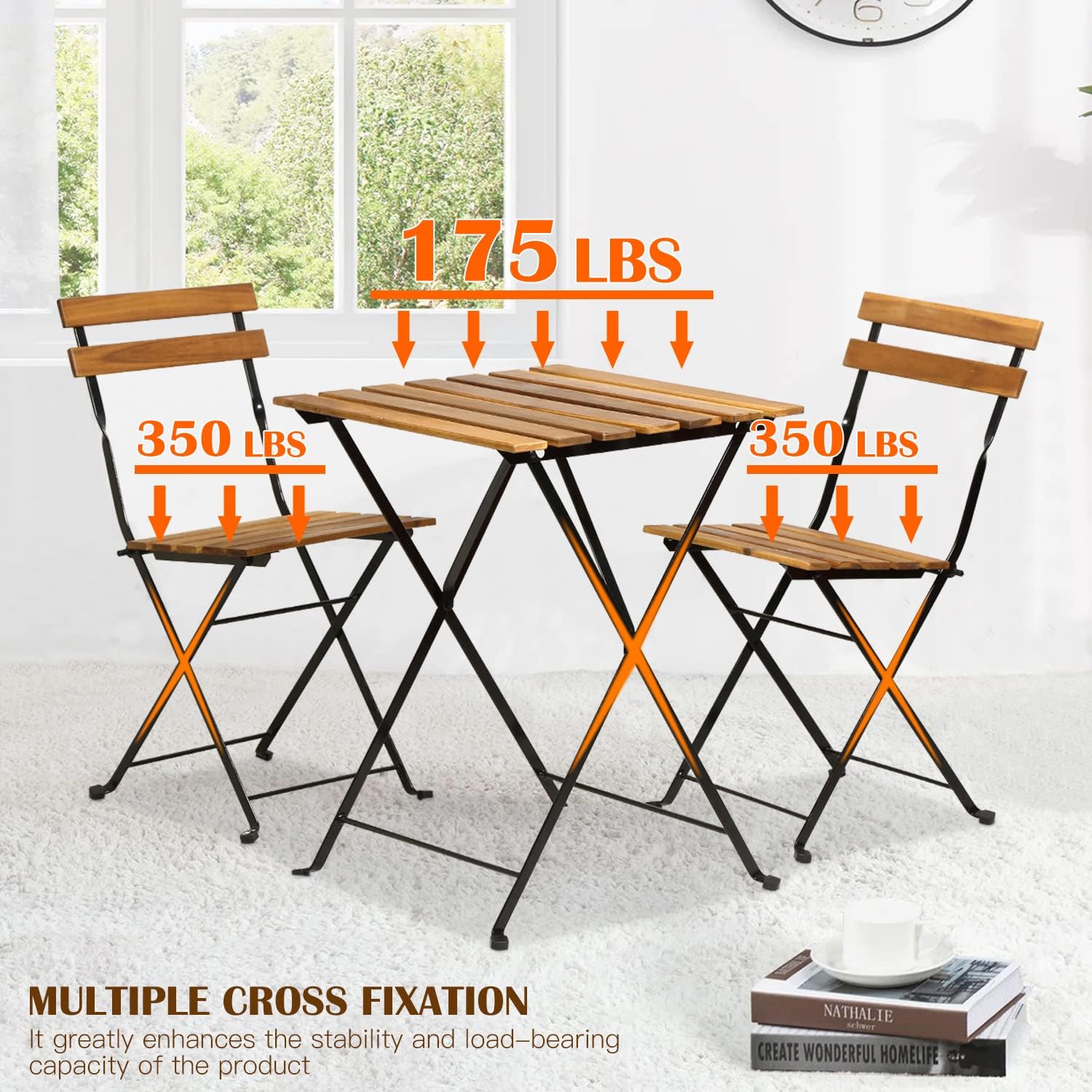 Natural wood 3-piece folding p - Bistro Table Set review and price