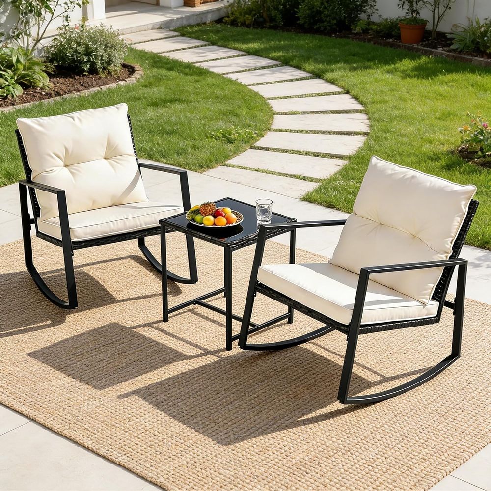 3 Piece Outdoor Rocking Bistro - Bistro Table Set review and price