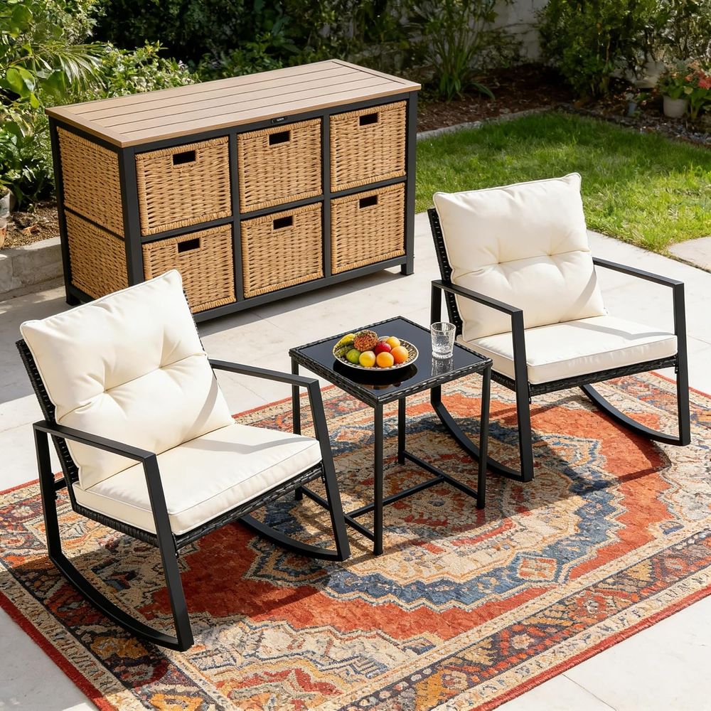 3 Piece Outdoor Rocking Bistro - Bistro Table Set review and price