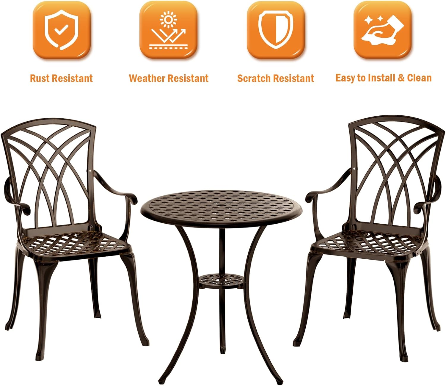 Bronze cast aluminum 3-piece r - Bistro Table Set review and price