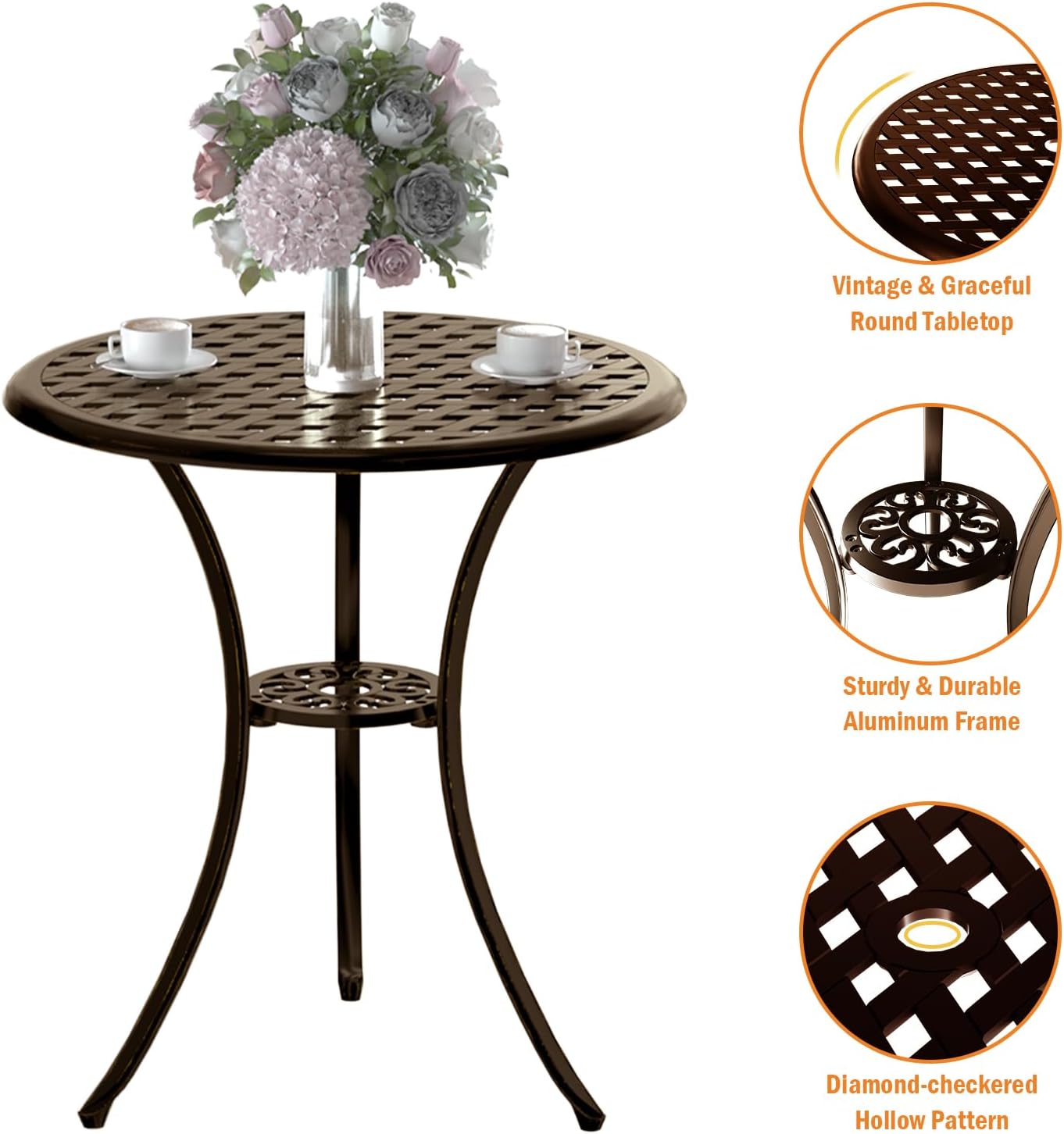 Bronze cast aluminum 3-piece r - Bistro Table Set review and price