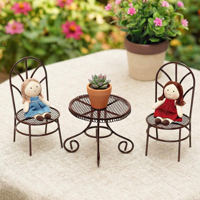 1/3Pcs Dollhouse Garden Displa - Bistro Table Set review and price