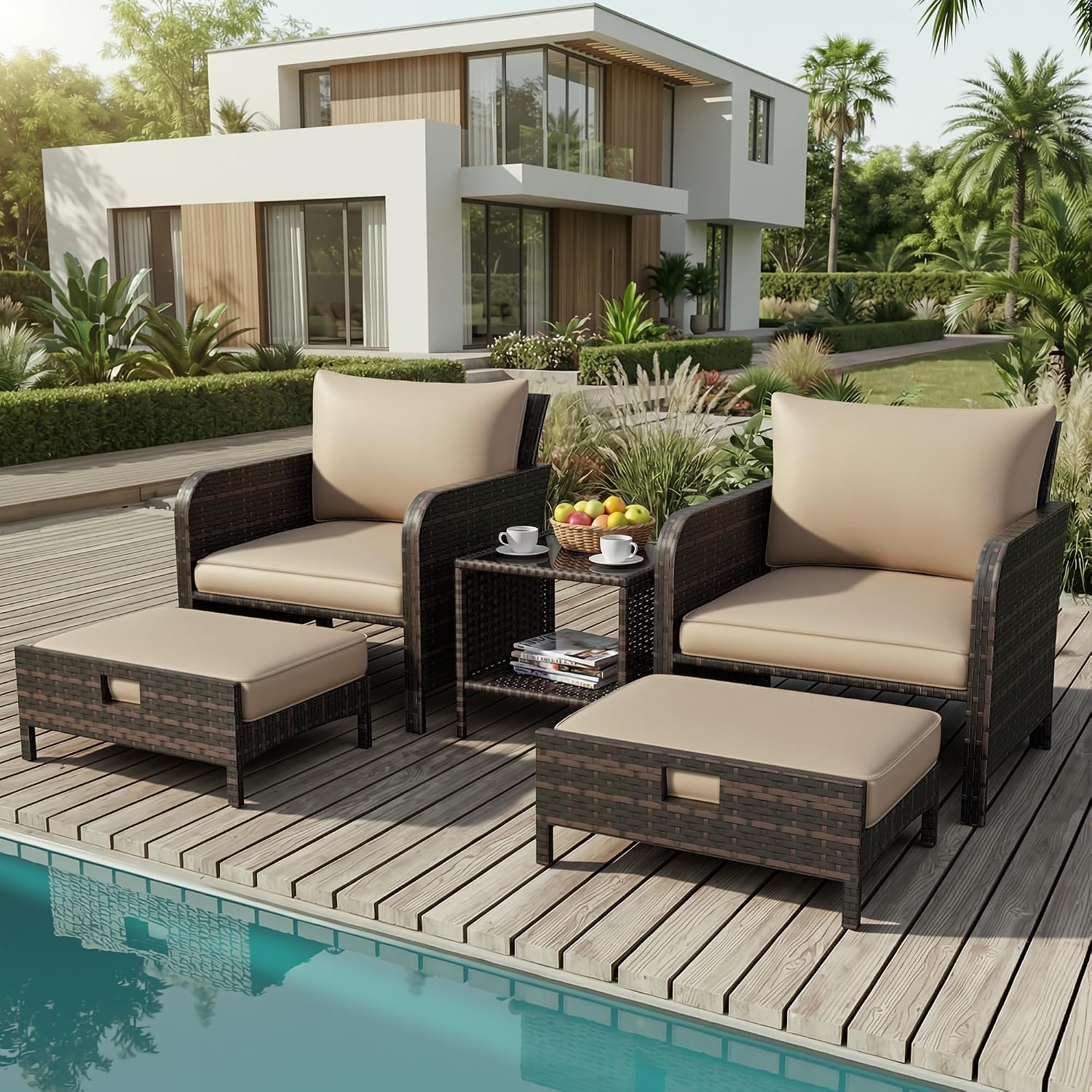 Patio 5 Piece Conversation Fur - Outdoor Furniture Diy review and price